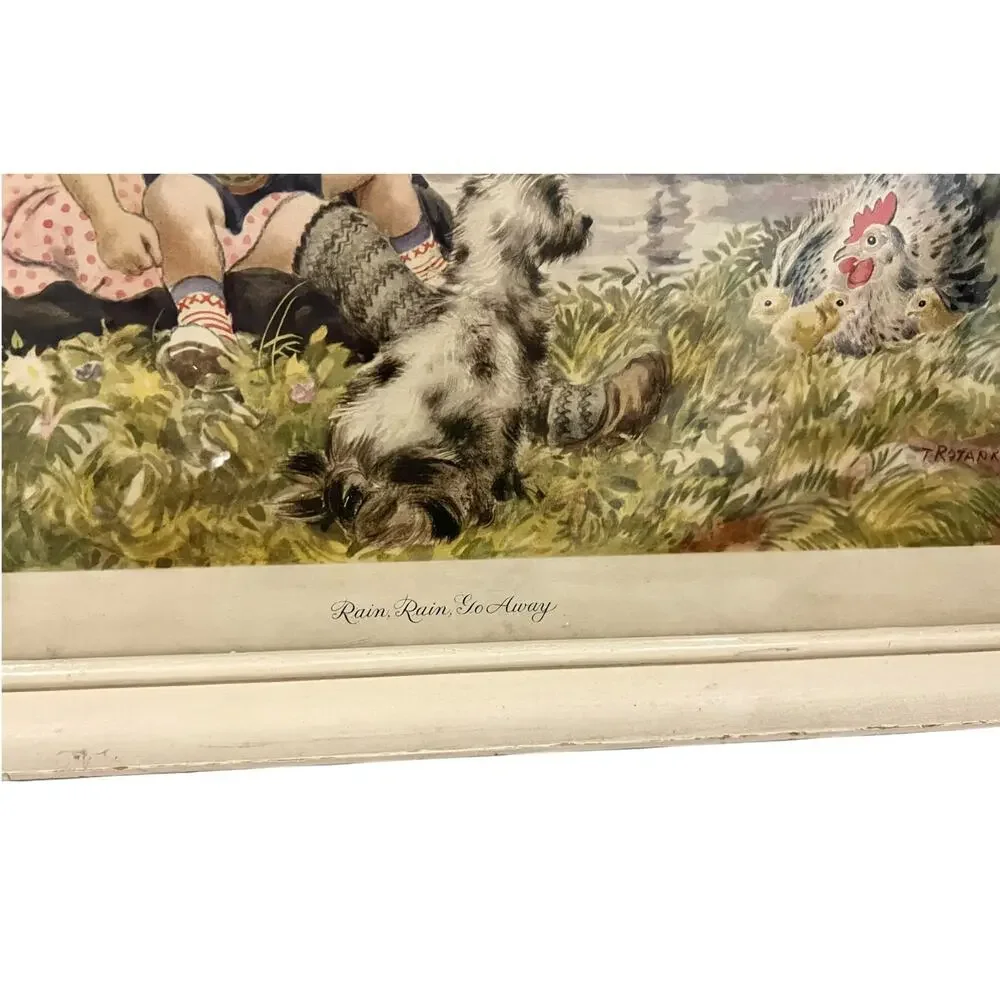 Vintage 40s Framed Nursery Rhyme Print: 